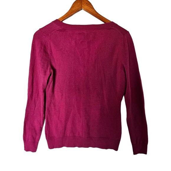 Banana Republic Extra Fine Merino Wool V Neck Sweater Pink‎ Purple M Medium - Picture 9 of 9